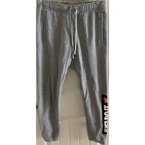 Nike Sportswear Men’s M Just Do It Fleece Joggers Gray Spellout Sweatpants